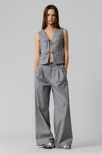 Woven front tie vest set – AMARI VOGUE