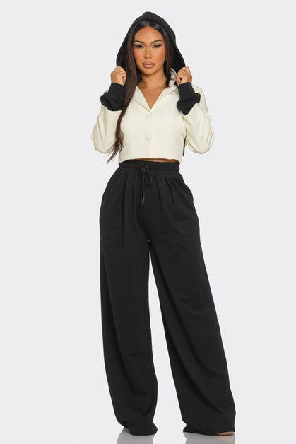 Crop Blazer With Terry Hoddie